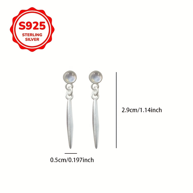 925 Silver Moonstone Leaf Water Drop Earrings